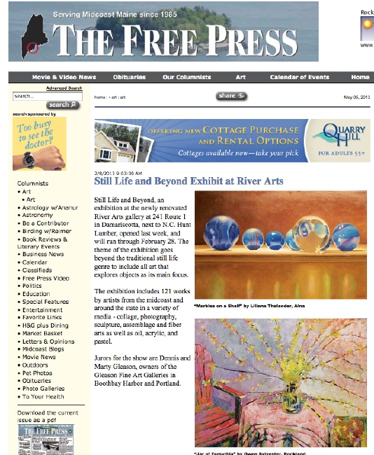 Article about Still Life Exhibition, Picture of Forsythia
          Painting by Gwen Sylvester