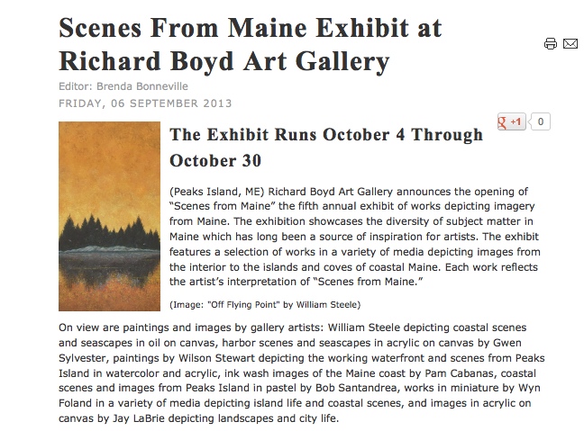 Scenes from Maine show at Richard Boyd Art
              Gallery