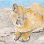 Cougar, Mountain Lion, 23 x 30 Watercolor, Polymer